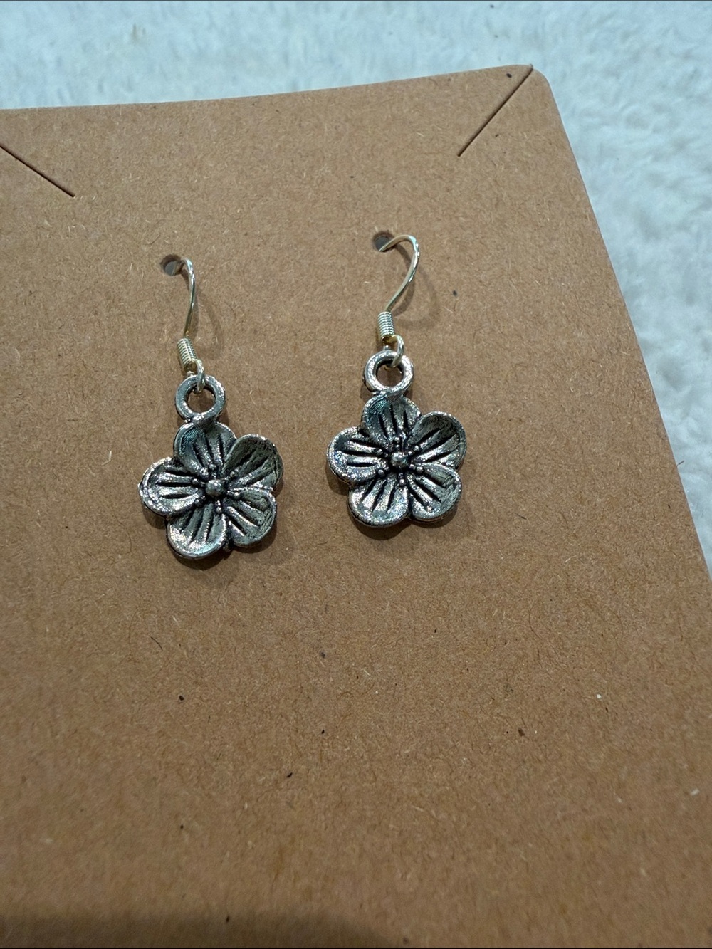 Silver Floral Drop Earrings - Women's Jewelry